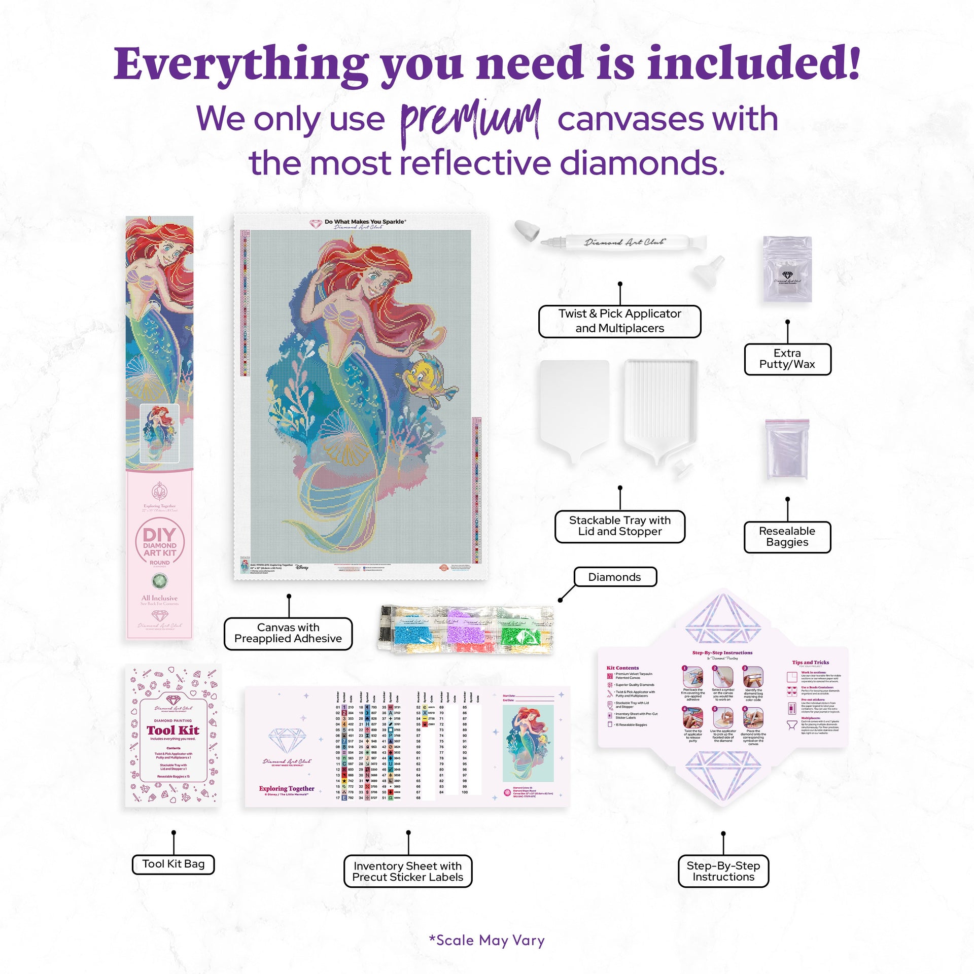 Diamond Painting Exploring Together 22" x 33" (55.6cm x 83.7cm) / Round with 55 Colors including 3 ABs and 1 Frosted Diamond and 2 Fairy Dust Diamonds / 61,408