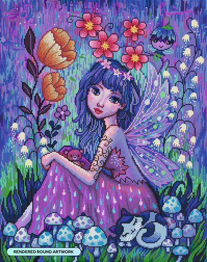 Diamond Painting Fairy 22" x 28" (55.8cm x 70.6cm) / Round with 66 Colors including 3 ABs and 3 Fairy Dust Diamonds / 50,148