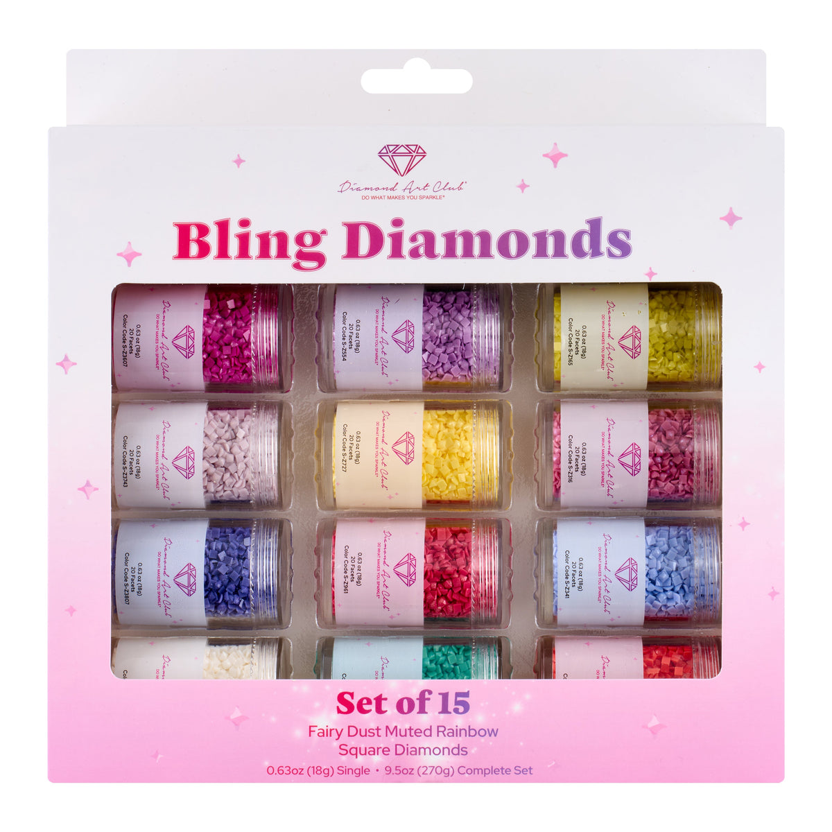 Diamond Painting Fairy Dust® - Muted Rainbow Square (Set of 15)