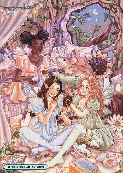 Diamond Painting Fairy Sleepover 27.6" x 39" (69.9cm x 98.8cm) / Square with 98 Colors including 3 ABs and 4 Fairy Dust Diamonds / 111,557