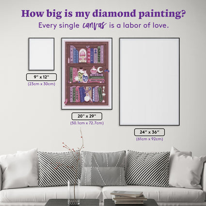 Diamond Painting Fairy Tale Bookshelf 20" x 29" (50.1cm x 72.7cm) / Round with 42 Colors including 2 ABs and 1 Iridescent Diamond and 3 Fairy Dust Diamonds / 48,048