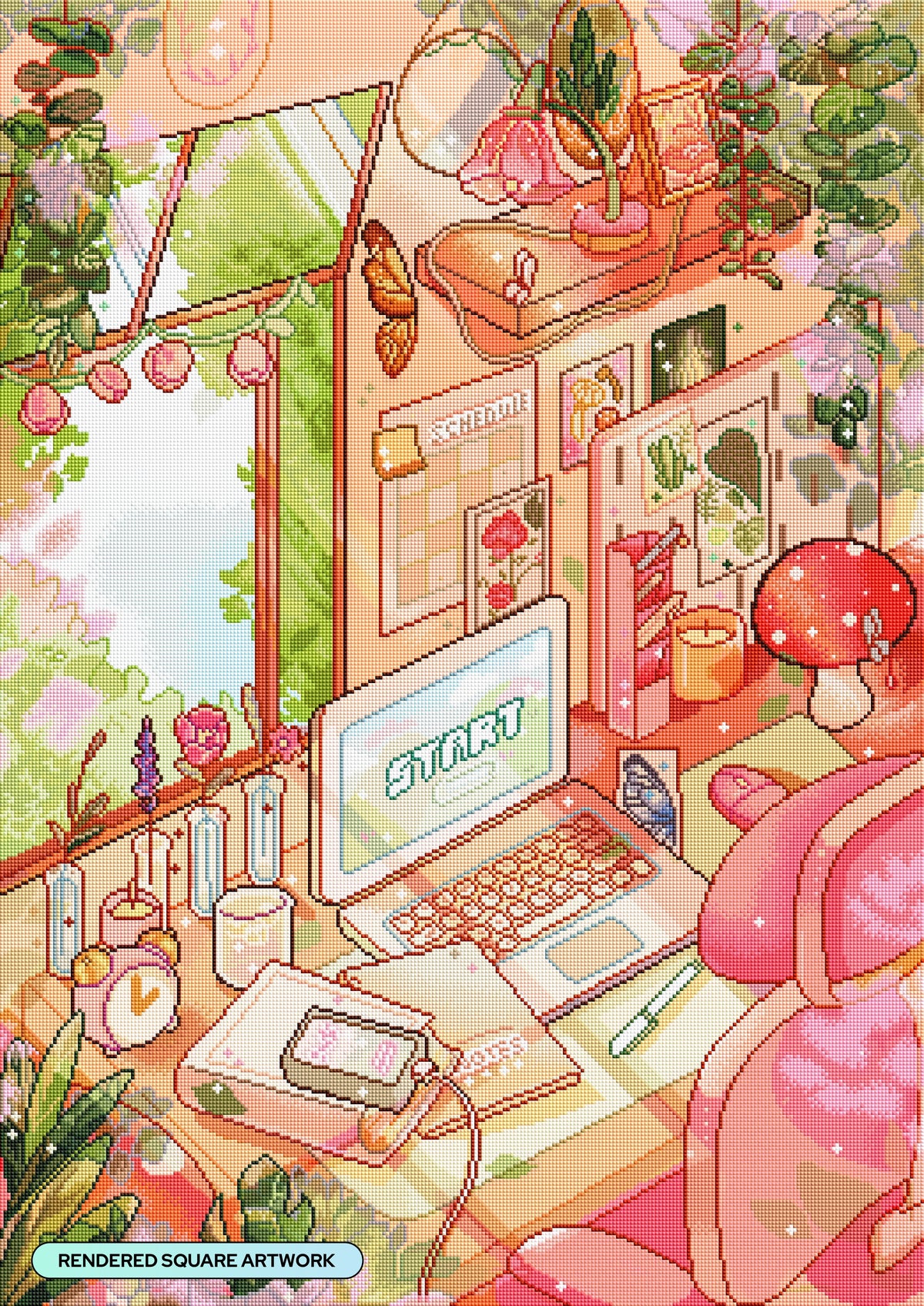 Diamond Painting Fairy Workspace 25.6" x 36.2" (65cm x 91.8cm) / Square with 84 Colors including 4 ABs and 4 Fairy Dust Diamonds / 96,309