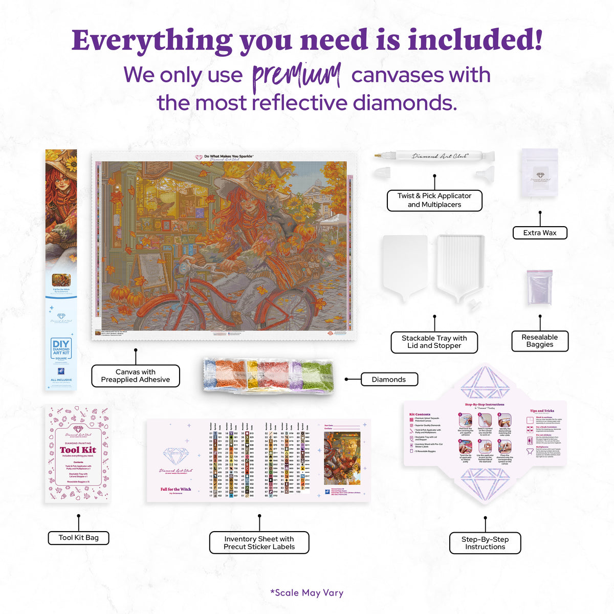 Diamond Painting Fall for the Witch 40.2" x 27.6" (101.8cm x 69.9cm) / Square With 99 Colors Including 3 ABs and 4 Fairy Dust Diamonds / 114,929