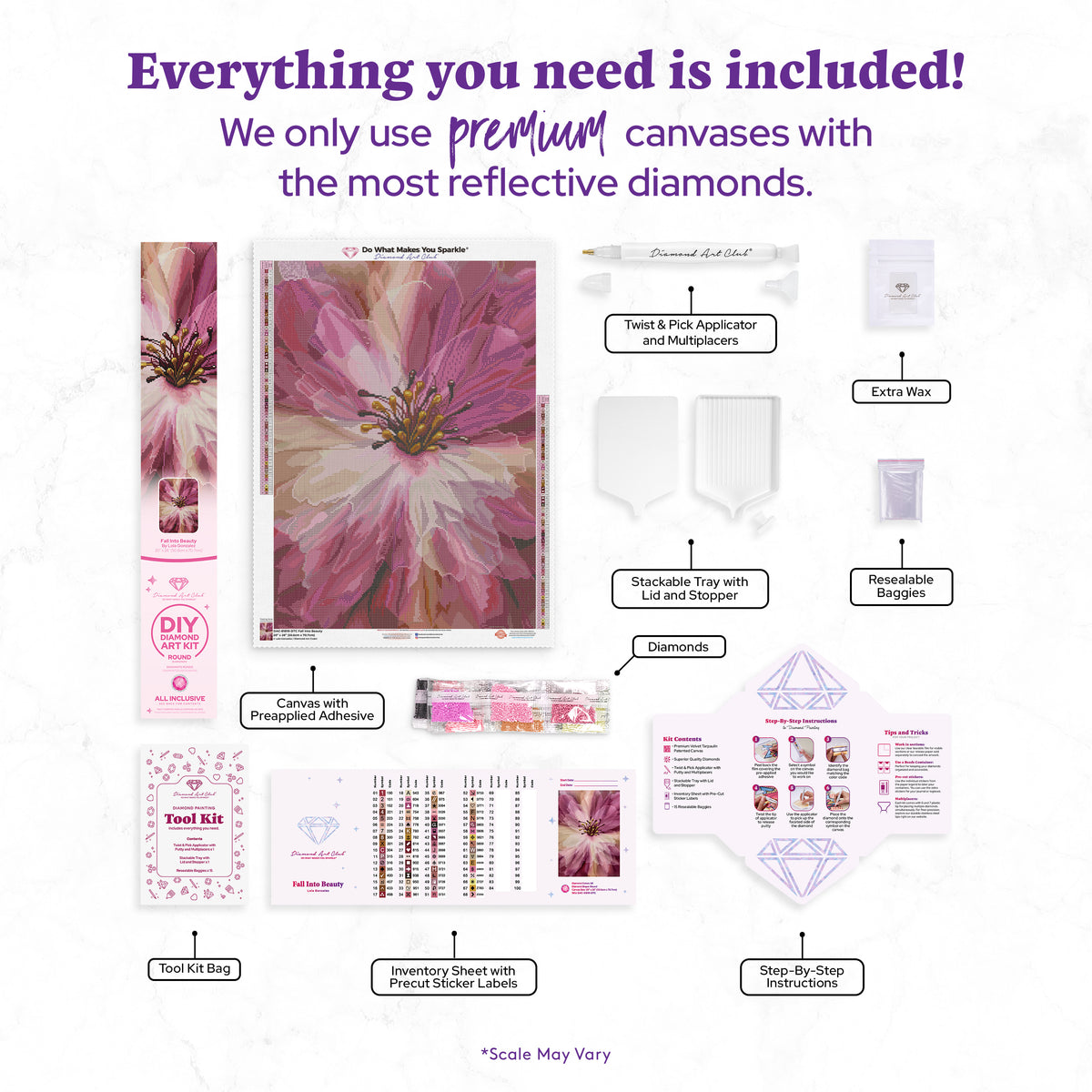 Diamond Painting Fall Into Beauty 20" x 28" (50.6cm x 70.7cm) / Round with 68 Colors including 3 ABs and 3 Fairy Dust Diamonds / 47,288