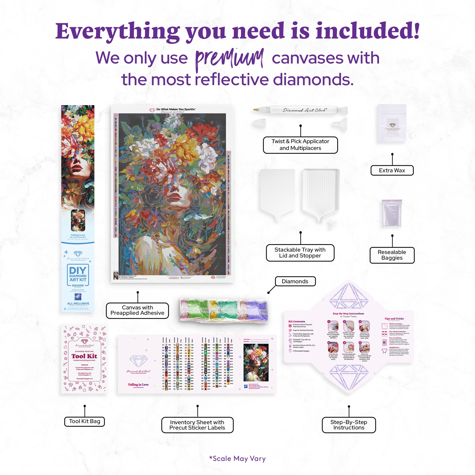 Diamond Painting Falling in Love 22" x 33" (55.8cm x 83.6cm) / Square with 99 Colors including 4 ABs and 2 Fairy Dust Diamonds / 75,264