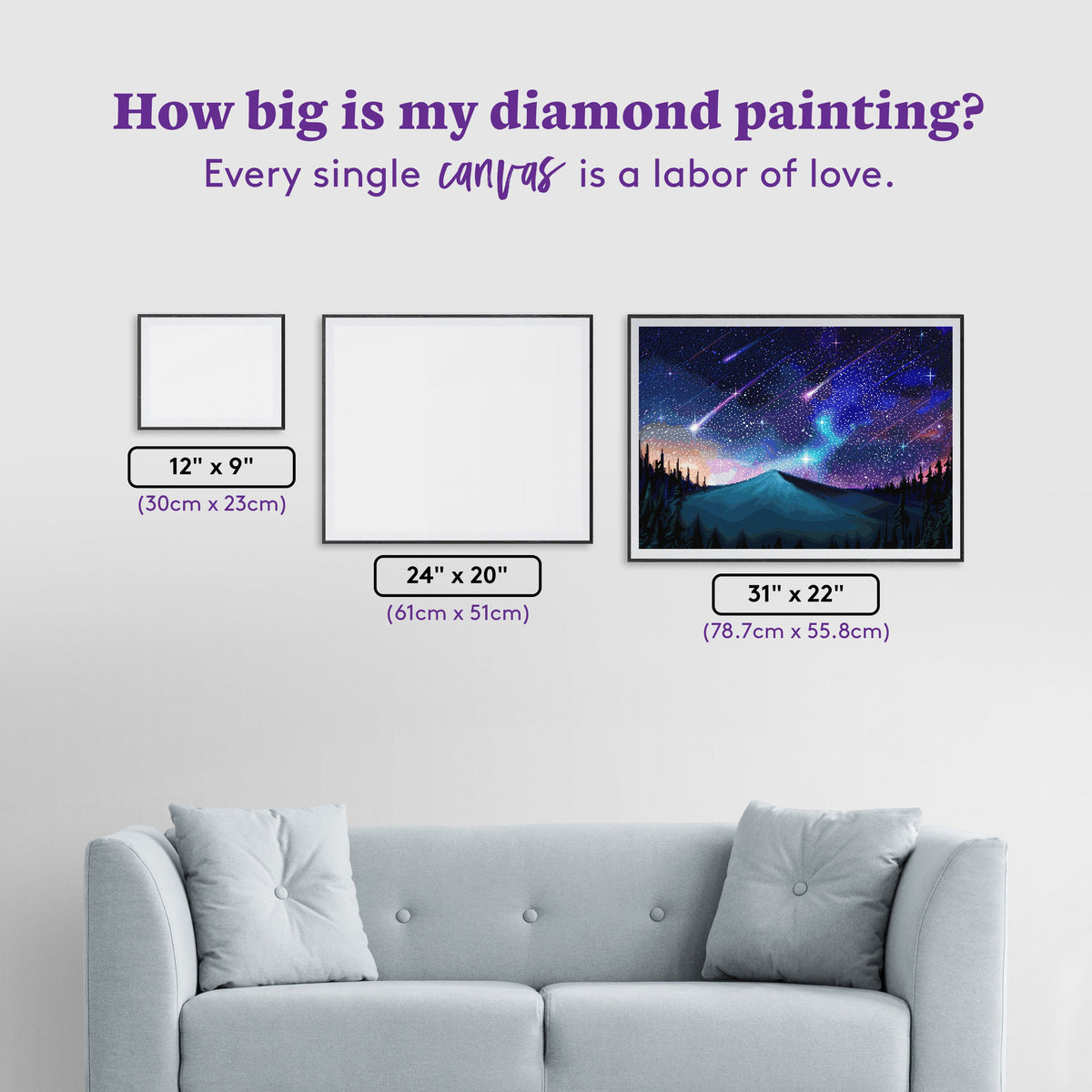 Diamond Painting Falling Star 31" x 22" (78.7cm x 55.8cm) / Square with 68 Colors Including 1 AB and 4 Fairy Dust Diamonds / 70,784