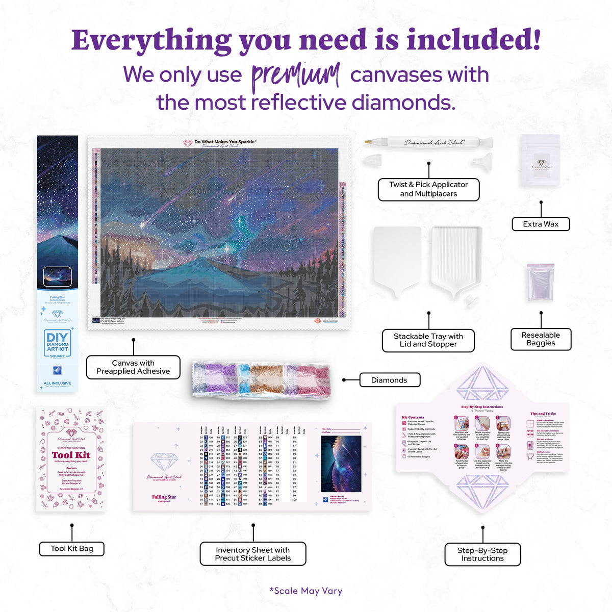 Diamond Painting Falling Star 31" x 22" (78.7cm x 55.8cm) / Square with 68 Colors Including 1 AB and 4 Fairy Dust Diamonds / 70,784