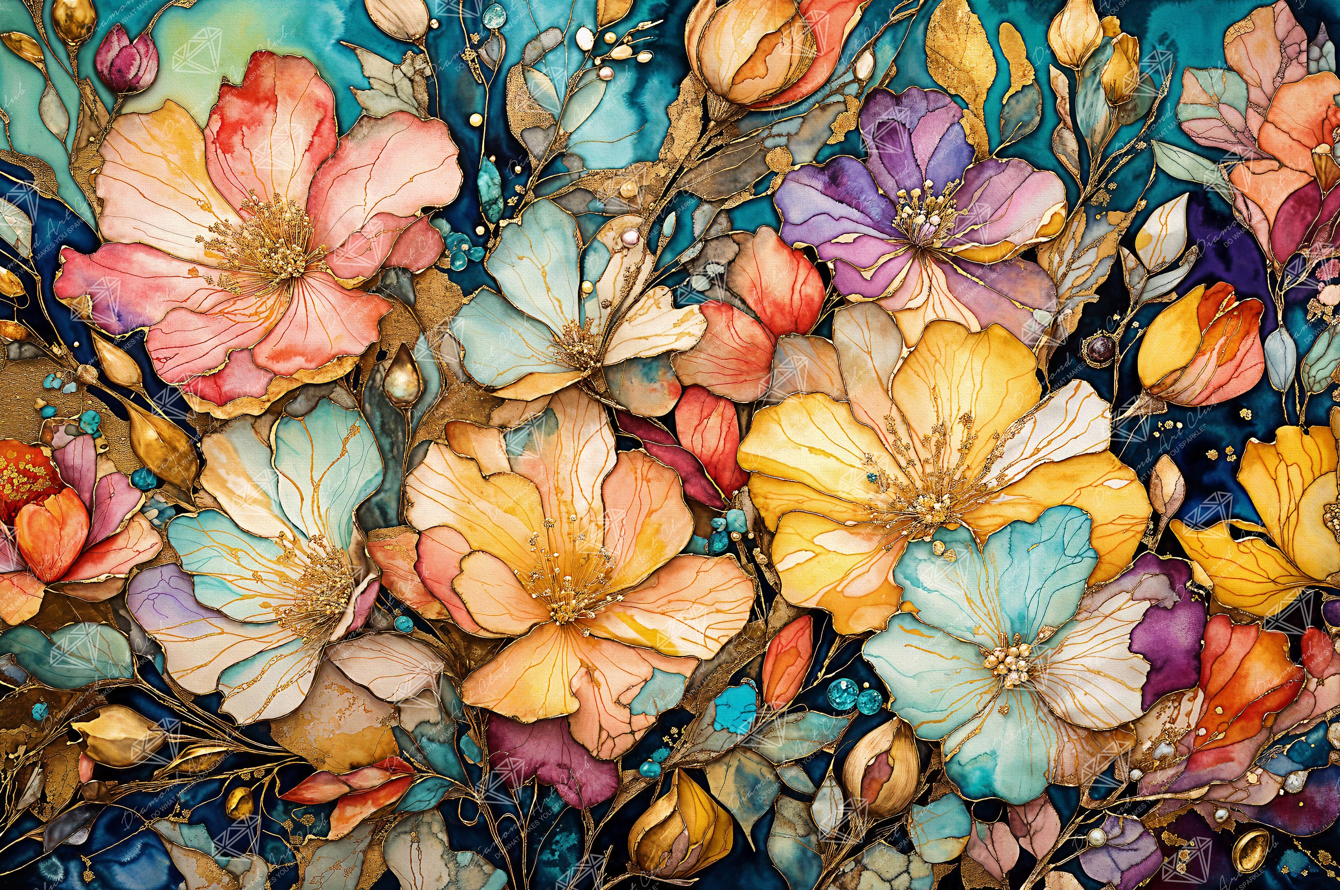 印象派　【Flower Garden】lithograph Wild Flower Garden Print by Korinne Carpino, Alcohol Ink Artist