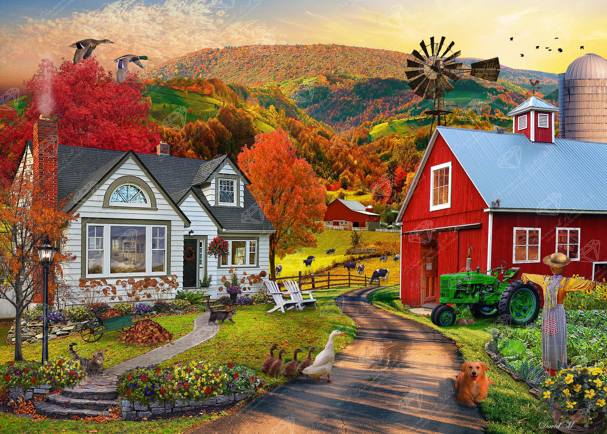 Diamond Painting Farm Country 38.6" x 27.6″ (98cm x 70cm) / Square with 56 Colors including 3 ABs / 107,480