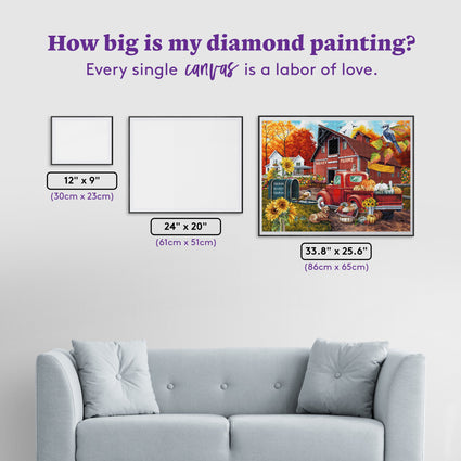 Diamond Painting Farm Sweet Farm 34.3" x 25.6" (86.9cm x 65cm) / Square With 89 Colors Including 1 AB and 3 Fairy Dust Diamonds / 91,089