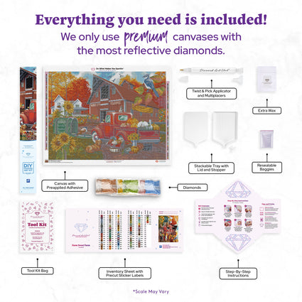 Diamond Painting Farm Sweet Farm 34.3" x 25.6" (86.9cm x 65cm) / Square With 89 Colors Including 1 AB and 3 Fairy Dust Diamonds / 91,089