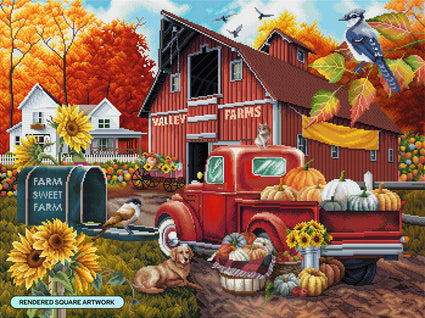 Diamond Painting Farm Sweet Farm 34.3" x 25.6" (86.9cm x 65cm) / Square With 89 Colors Including 1 AB and 3 Fairy Dust Diamonds / 91,089