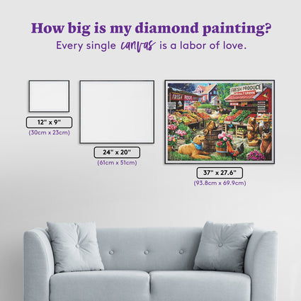 Diamond Painting Farmstand 37" x 27.6" (93.8cm x 69.9cm) / Square with 93 Colors including 3 ABs and 5 Fairy Dust Diamonds / 105,937