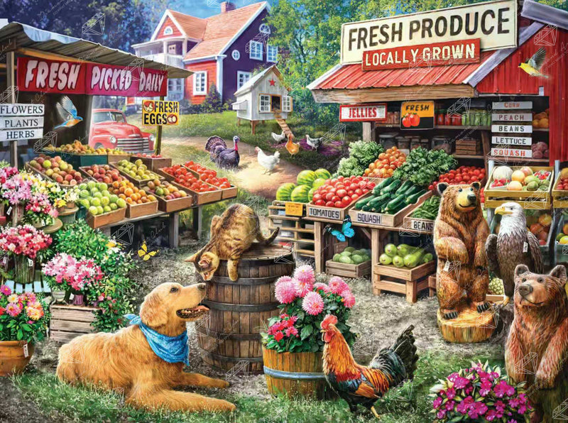 Diamond Painting Farmstand 37" x 27.6" (93.8cm x 69.9cm) / Square with 93 Colors including 3 ABs and 5 Fairy Dust Diamonds / 105,937
