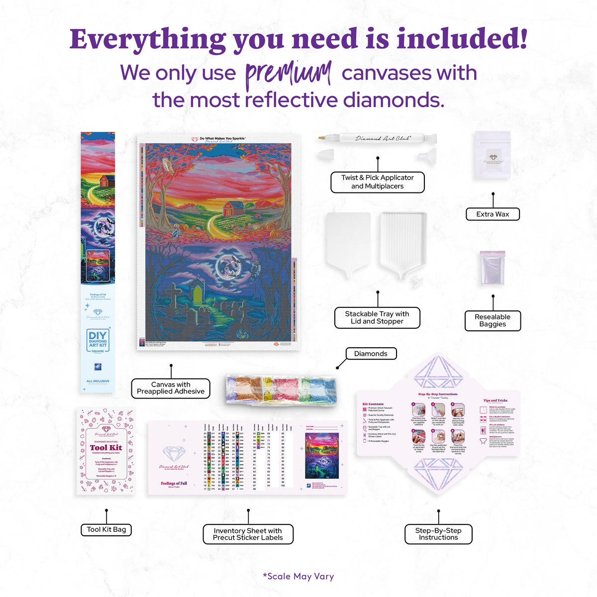 Diamond Painting Feelings of Fall 25.6" x 34.6" (65cm x 87.9cm) / Square with 56 Colors including 3 ABs and 5 Fairy Dust Diamonds / 92,133