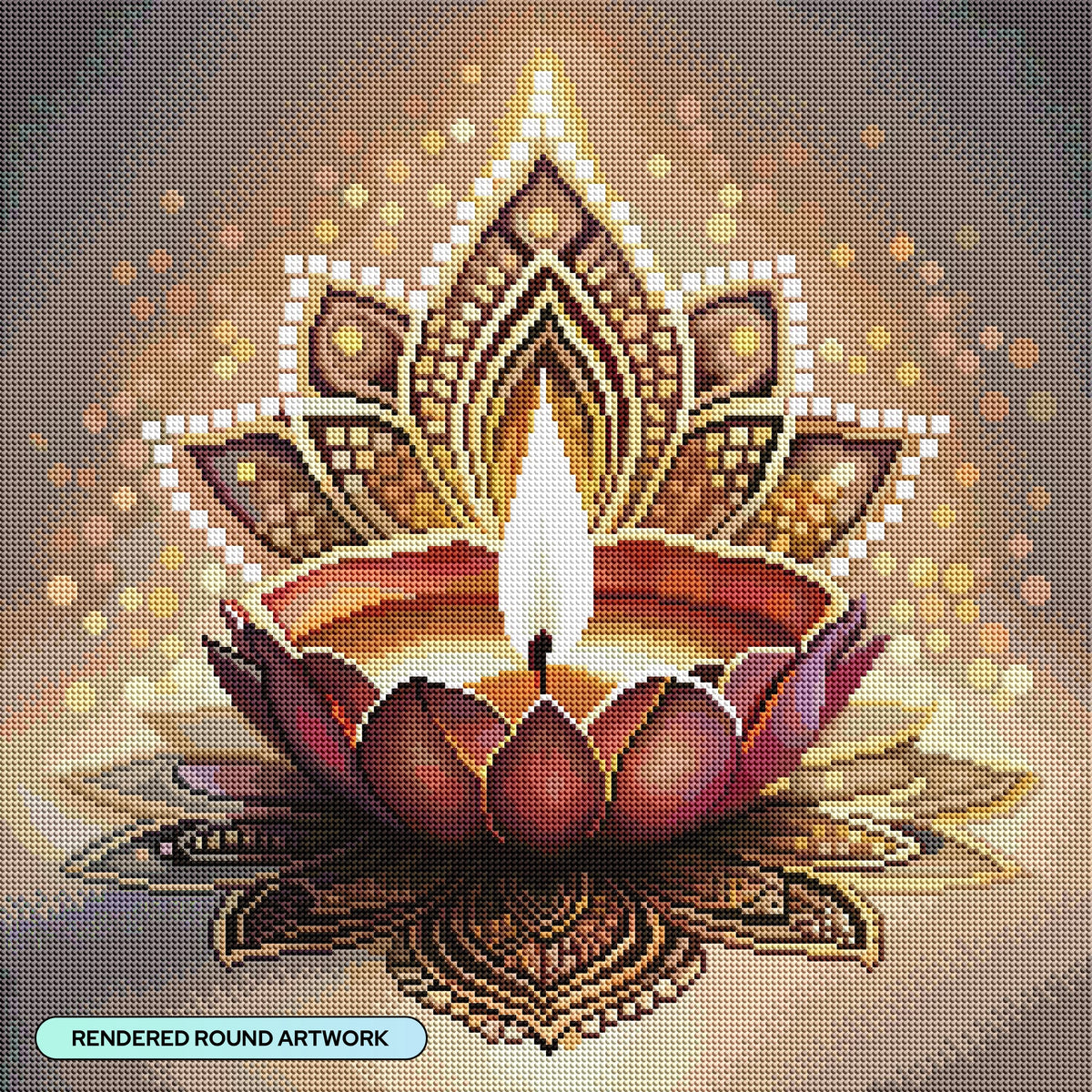 Diamond Painting Festive Glow: Diwali Candlelight 20" x 20" (50.6cm x 50.6cm) / Round With 54 Colors Including 1 AB and 3 Fairy Dust Diamonds / 33,856