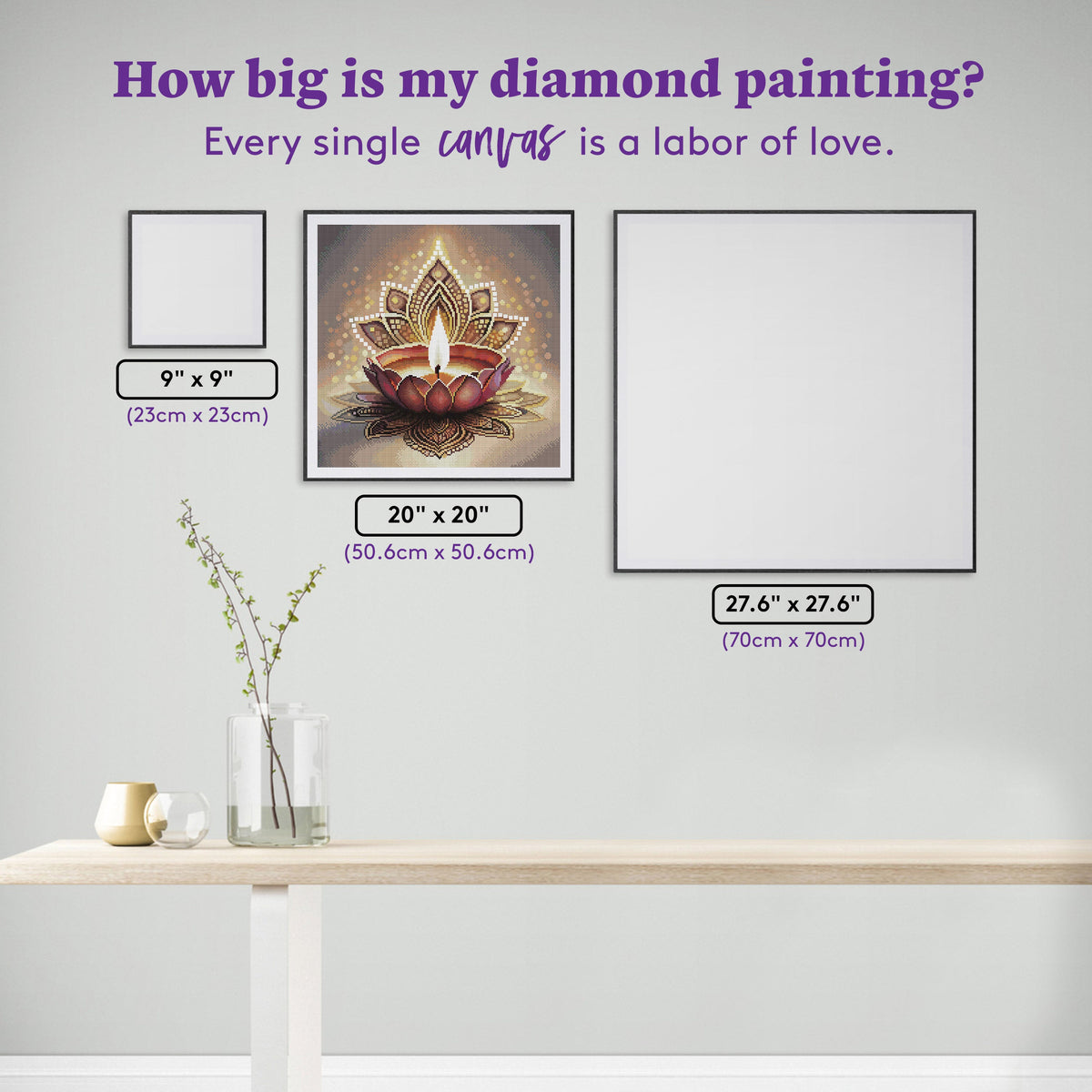 Diamond Painting Festive Glow: Diwali Candlelight 20" x 20" (50.6cm x 50.6cm) / Round With 54 Colors Including 1 AB and 3 Fairy Dust Diamonds / 33,856