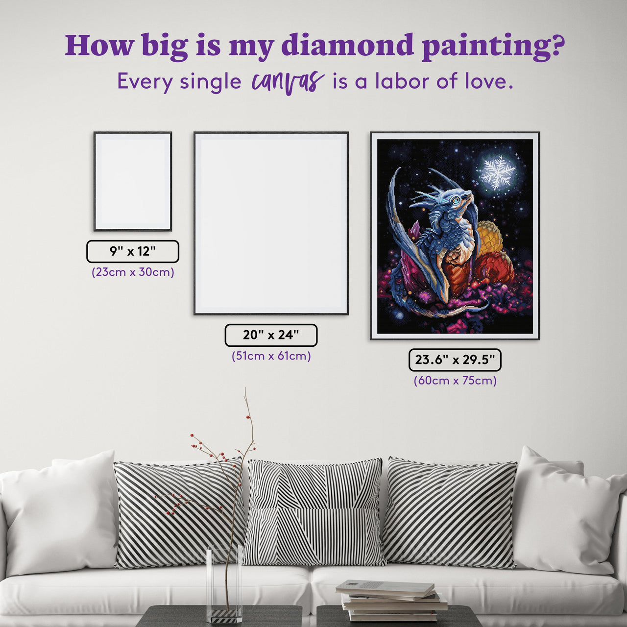 Diamond Painting Fire and Ice 23.6" x 29.5" (60cm x 75cm) / Square with 65 Colors including 2 ABs, 3 Fairy Dust Diamonds, and 1 Iridescent Diamond / 72,541
