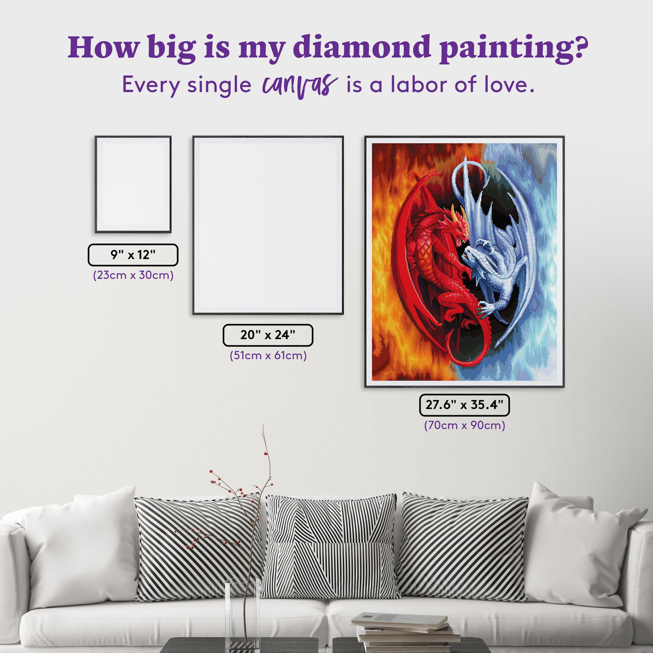 Diamond Painting Fire and Ice 27.8" x 35.4" (70cm x 90cm) / Square with 53 Colors including 2 ABs and 2 Fairy Dust Diamonds / 101,441