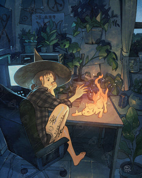 Diamond Painting Fire Kitty 23.6" x 29.5" (60cm x 74.9cm) / Square With 75 Colors Including 4 Fairy Dust Diamonds / 72,541