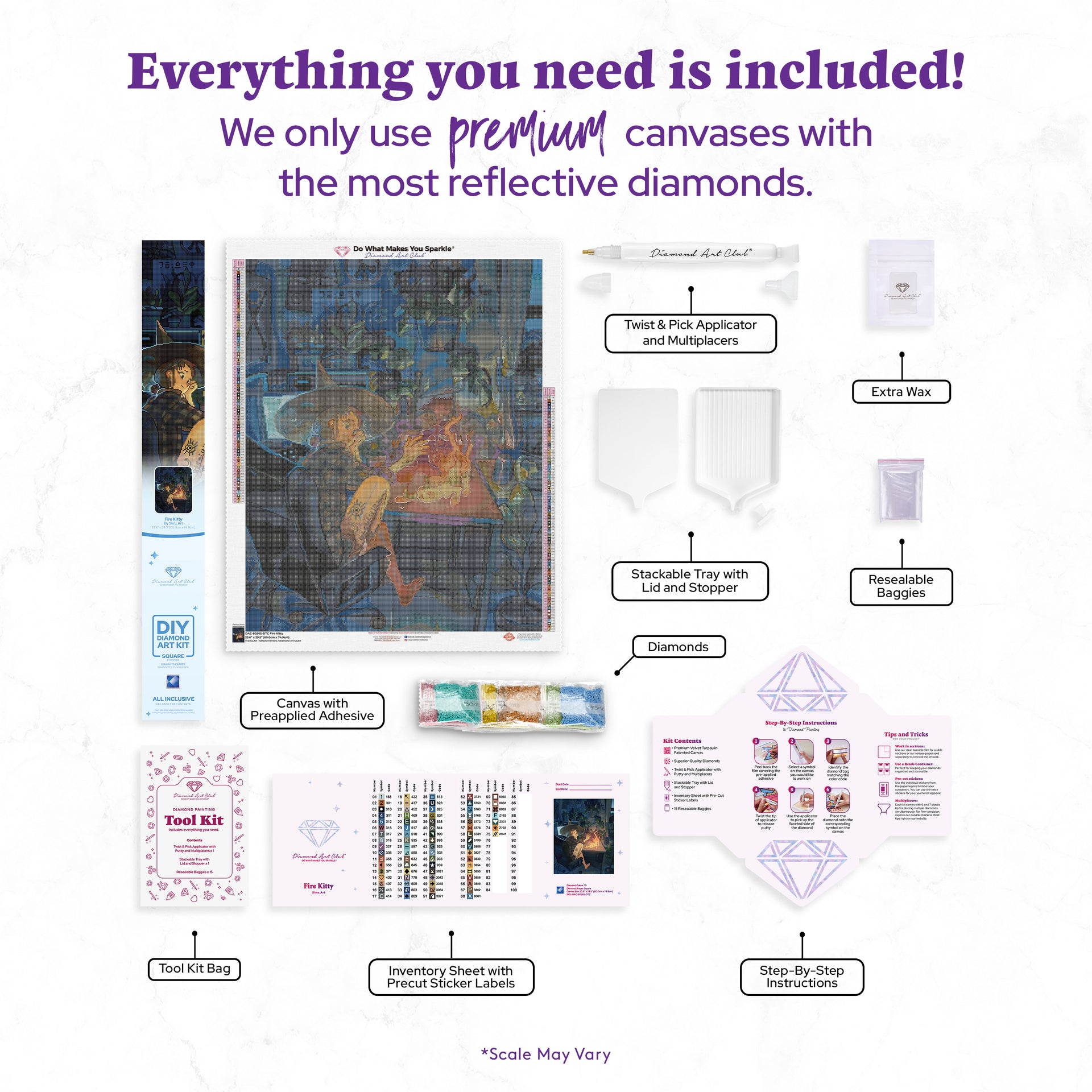 Diamond Painting Fire Kitty 23.6" x 29.5" (60cm x 74.9cm) / Square With 75 Colors Including 4 Fairy Dust Diamonds / 72,541