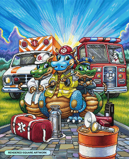 Diamond Painting First Response Heroes 25.6" x 31.5" (65cm x 79.9cm) / Square with 94 Colors including 4 ABs and 4 Fairy Dust Diamonds / 83,781