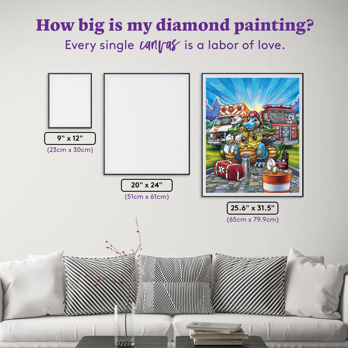 Diamond Painting First Response Heroes 25.6" x 31.5" (65cm x 79.9cm) / Square with 94 Colors including 4 ABs and 4 Fairy Dust Diamonds / 83,781