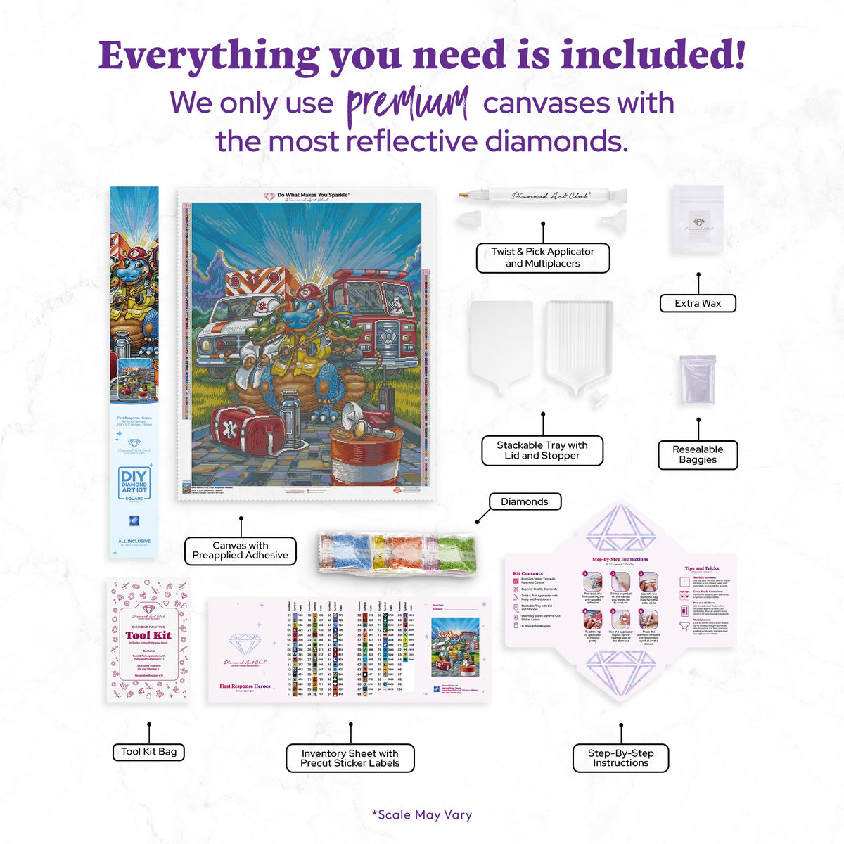 Diamond Painting First Response Heroes 25.6" x 31.5" (65cm x 79.9cm) / Square with 94 Colors including 4 ABs and 4 Fairy Dust Diamonds / 83,781