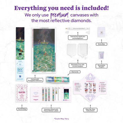 Diamond Painting Fishing Stars 22" x 44" (55.8cm x 111.5cm) / Square with 75 Colors including 1 AB and 5 Fairy Dust Diamonds / 100,352