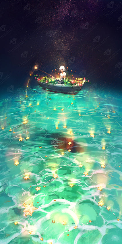 Diamond Painting Fishing Stars 22" x 44" (55.8cm x 111.5cm) / Square with 75 Colors including 1 AB and 5 Fairy Dust Diamonds / 100,352