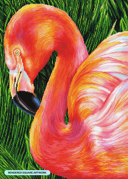 Diamond Painting Flamingo 20" x 28" (50.8cm x 70.7cm) / Square With 59 Colors Including 4 ABs / 57,936