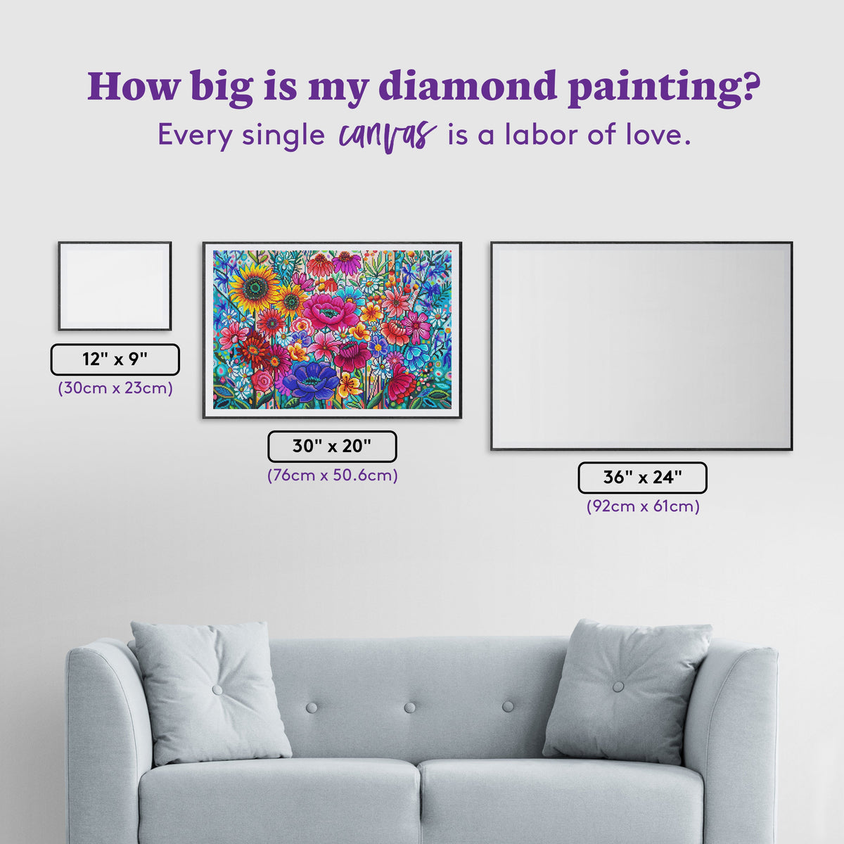 Diamond Painting Floral Frenzy 30" x 20" (76cm x 50.6cm) / Round with 73 Colors including 1 AB and 5 Fairy Dust Diamonds / 50,784