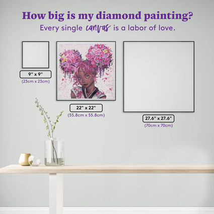Diamond Painting Flower Buns 22" x 22" (55.8cm x 55.8cm) / Round with 46 Colors including 3 ABs, 1 Iridescent and 2 Fairy Dust Diamonds / 39,601