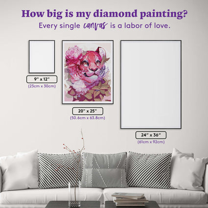 Diamond Painting Flower Cat 20" x 25" (50.6cm x 63.8cm) / Round With 66 Colors Including 1 AB and 5 Fairy Dust Diamonds / 42,688