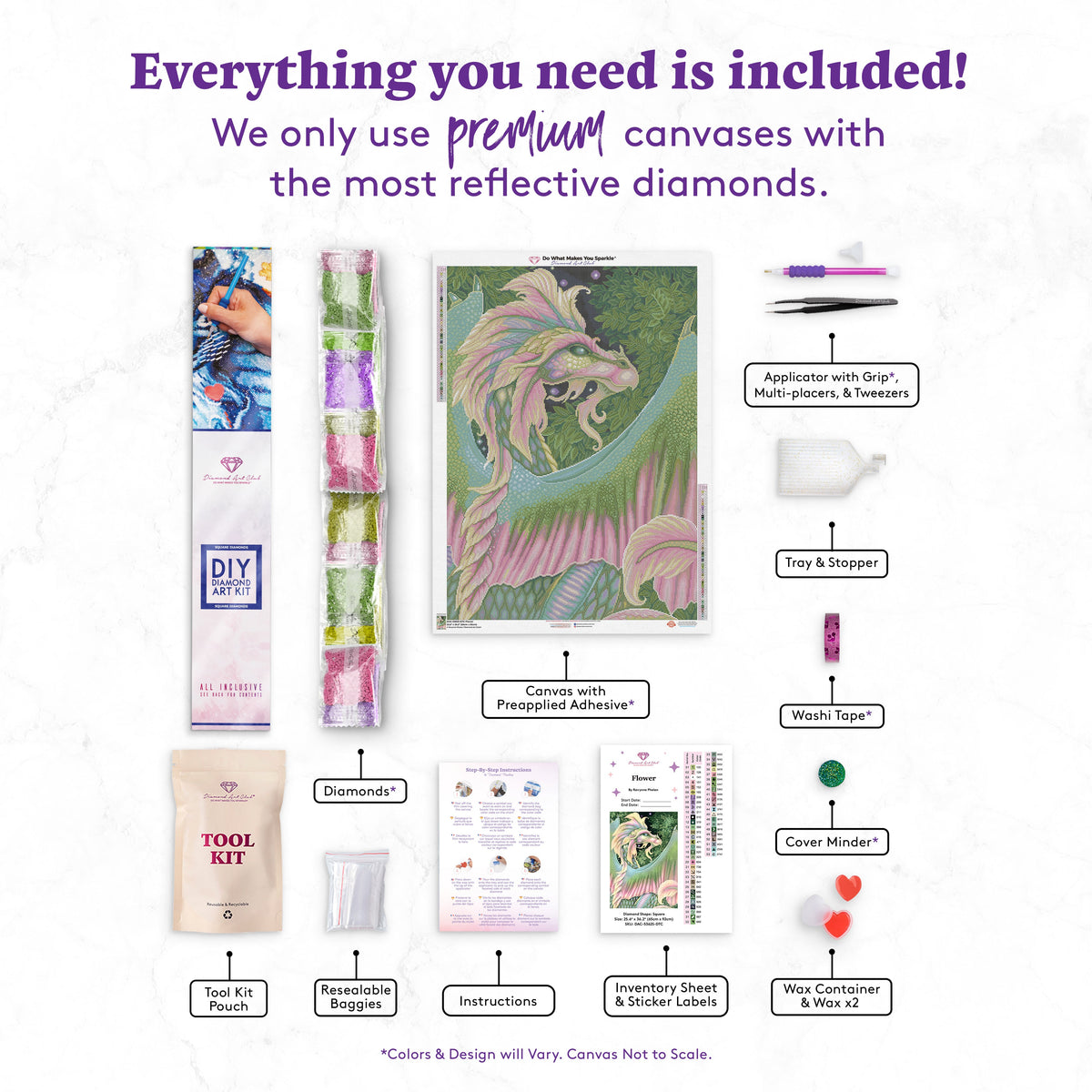 Diamond Painting Flower 25.6" x 36.2" (65cm x 92cm) / Square With 53 Colors Including 3 ABs and 2 Fairy Dust Diamonds / 96,309