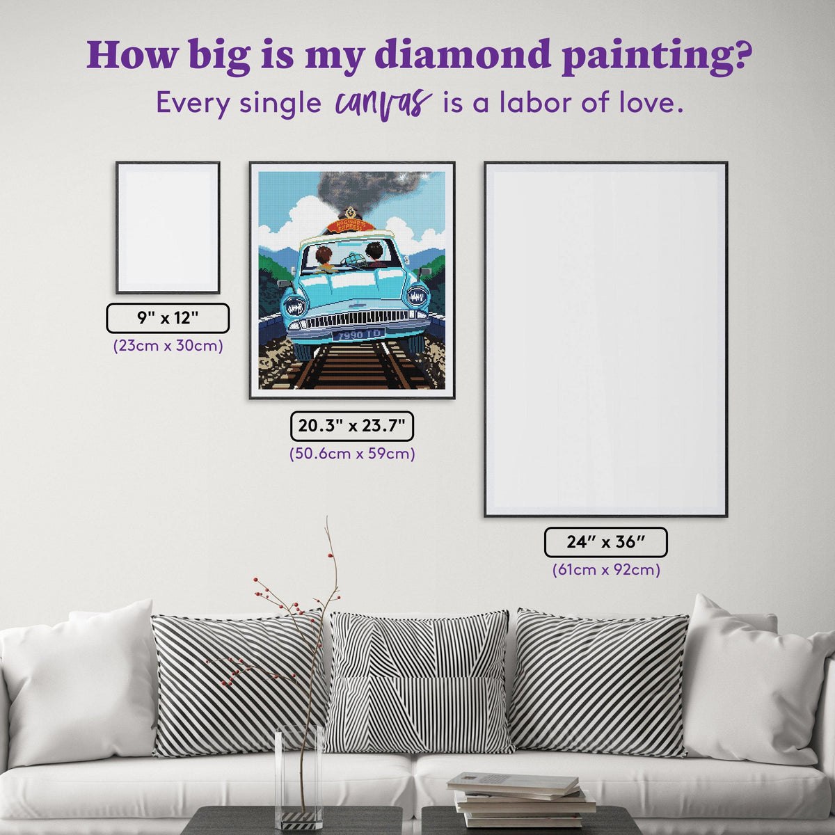 Diamond Painting Flying Ford Anglia 20.3" x 23.7" (50.6cm x 59cm) / Square With 45 Colors Including 1 Iridescent Diamonds and 2 Fairy Dust Diamonds / 48,111