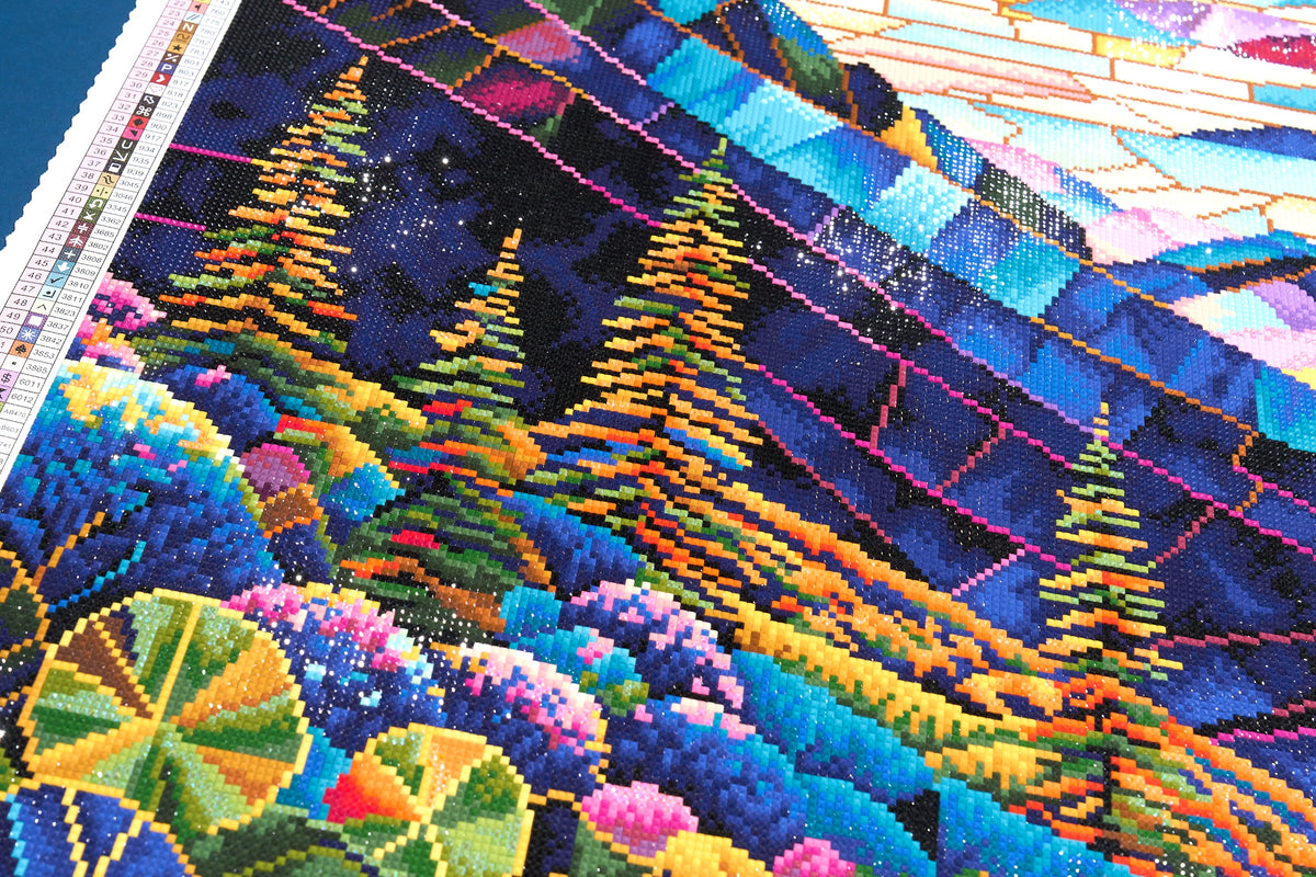 Diamond Painting Follow Your Path to Happiness 35.4" x 27.6" (89.9cm x 69.9cm) / Square with 59 Colors including 3 ABs and 2 Fairy Dust Diamonds / 101,441