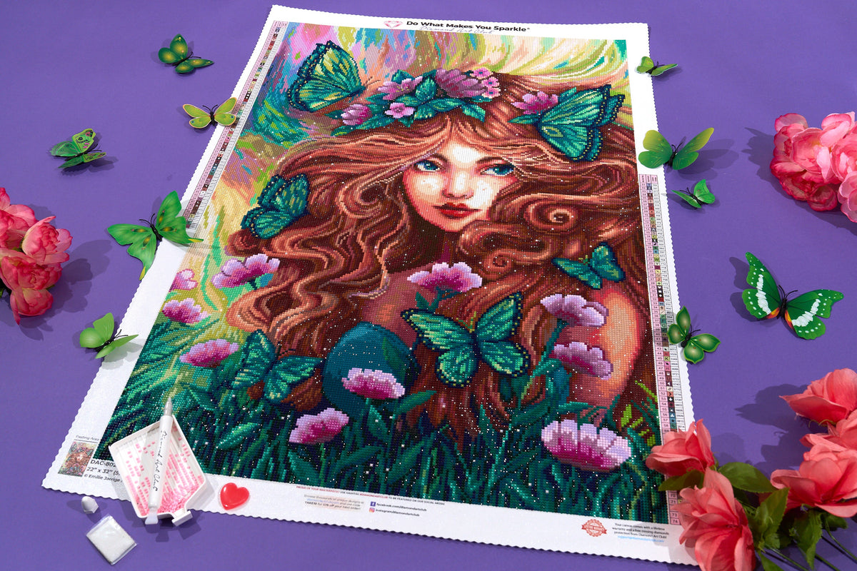 Diamond Painting Forest Spirit 22" x 32" (55.6cm x 80.9cm) / Round with 74 Colors including 2 ABs and 2 Fairy Dust Diamonds / 59,388
