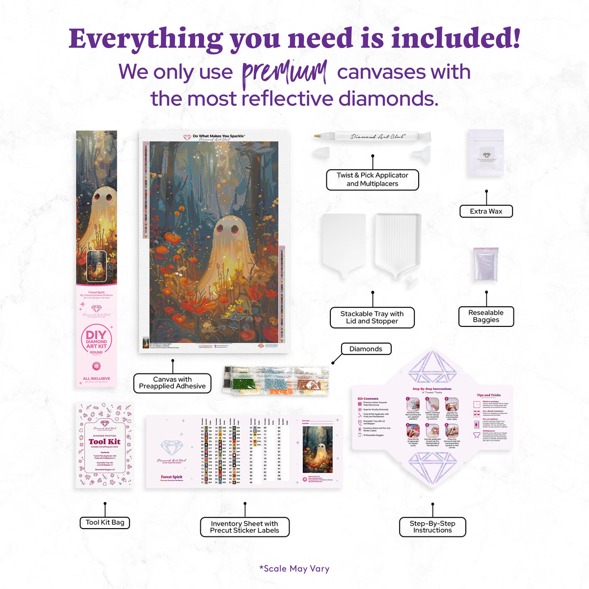 Diamond Painting Forest Spirit 20" x 31" (50.6cm x 78.7cm) / Round with 57 Colors including 2 ABs and 2 Fairy Dust Diamonds / 52,624