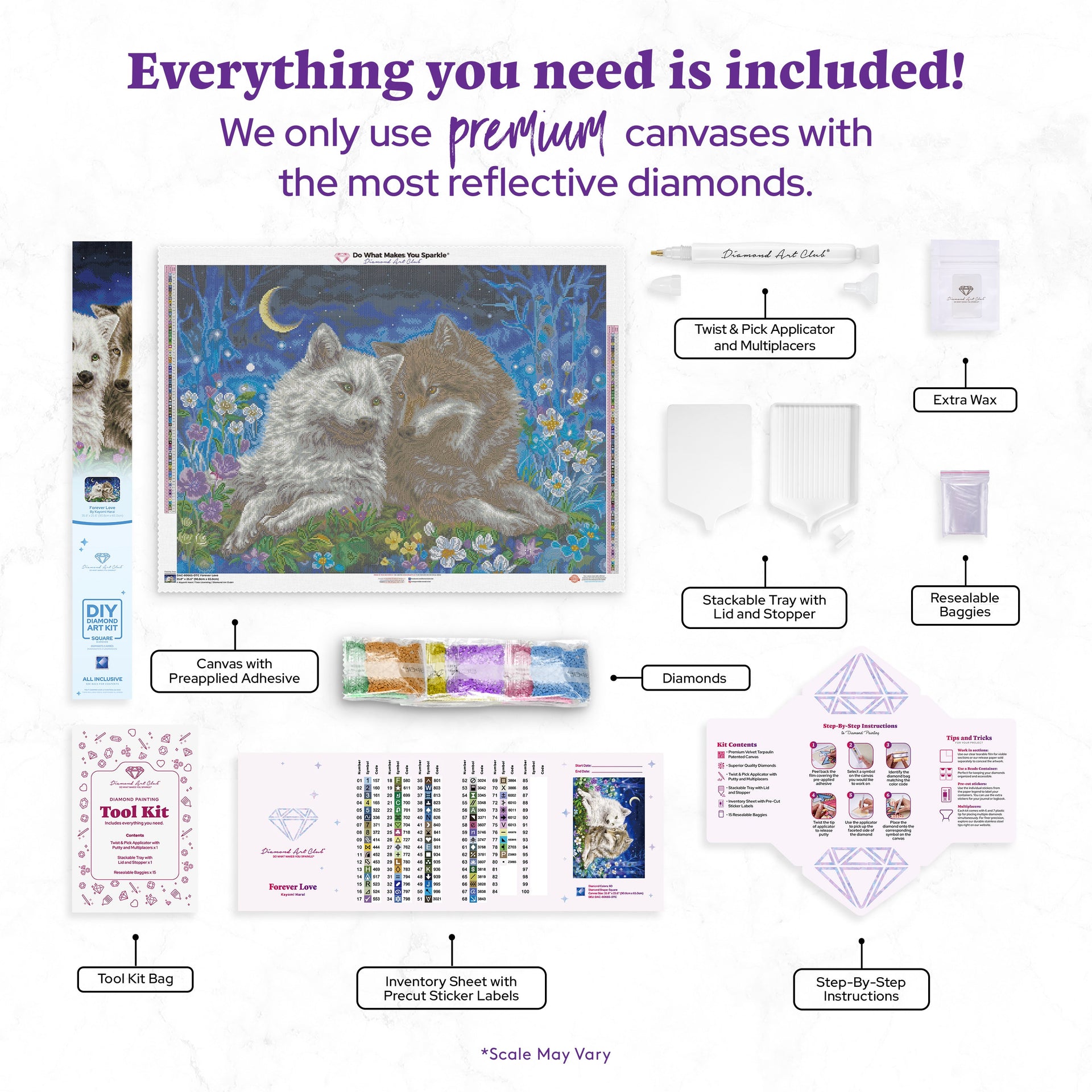 Diamond Painting Forever Love 35.8" x 25.6" (90.8cm x 65cm) / Square With 80 Colors Including 2 ABs and 3 Fairy Dust Diamonds / 95,265