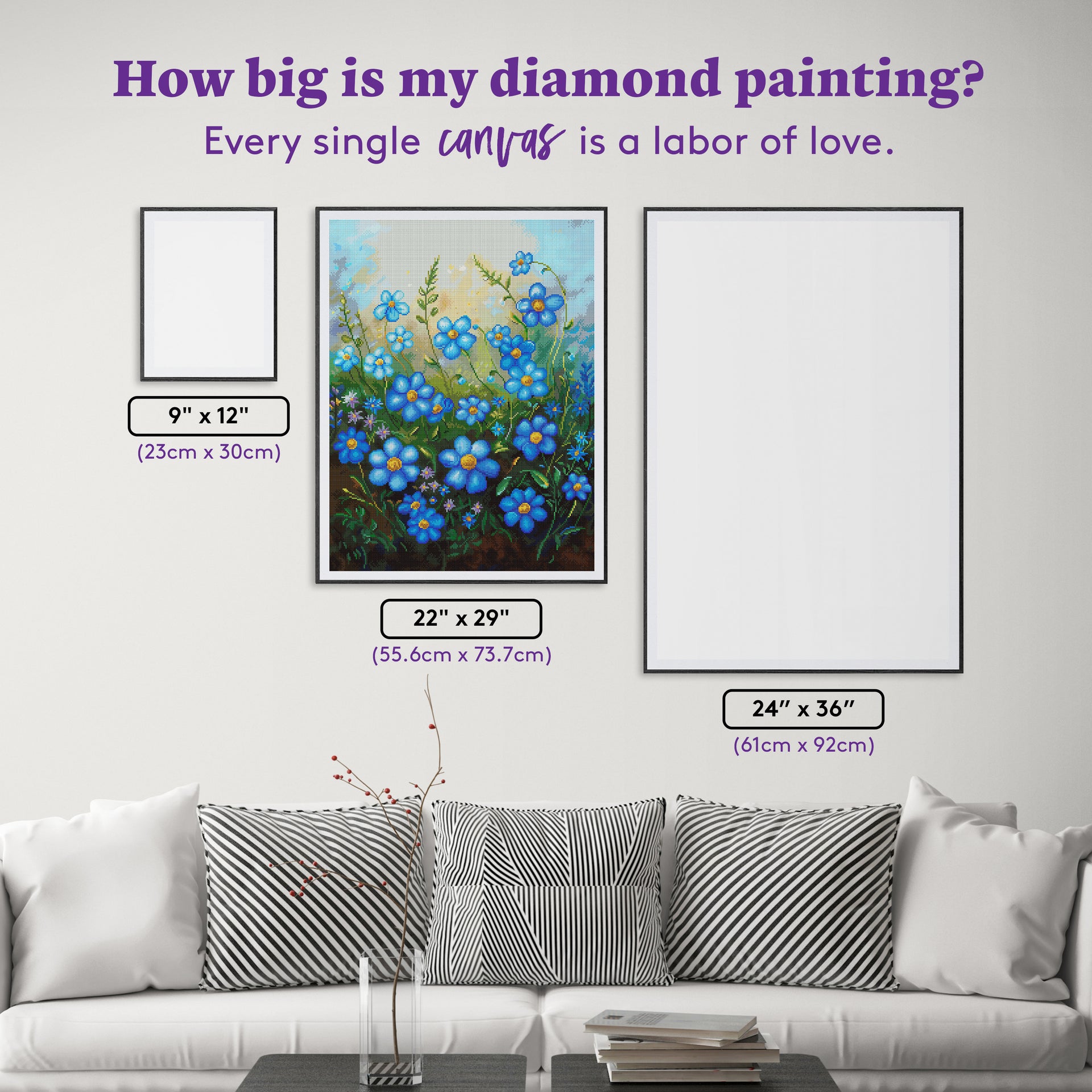 Diamond Painting Forget Me Not 22" x 29" (55.6cm x 73.7cm) / Round with 72 Colors including 3 ABs and 2 Fairy Dust Diamonds / 54,136