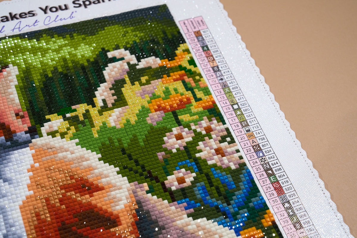 Diamond Painting Foxie Among the Flowers 8.9" x 11.1" (22.7cm x 28.1cm) / Square With 52 Colors Including 1 AB and 5 Fairy Dust Diamonds / 10,283