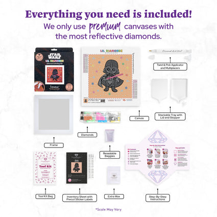 Diamond Painting Frameables™ - Darth Vader™ Shadow Reign 6" x 6" (15cm x 15cm) / Round with 13 Colors including 9 Iridescent Diamonds and 1 Fairy Dust Diamond / 2,439