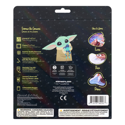 Diamond Painting Frameables™ - Grogu™ Galactic Hug 6" x 6" (15cm x 15cm) / Round with 12 Colors including 4 Iridescent Diamonds / 2,439