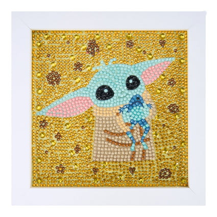 Diamond Painting Frameables™ - Grogu™ Galactic Hug 6" x 6" (15cm x 15cm) / Round with 12 Colors including 4 Iridescent Diamonds / 2,439