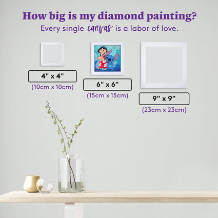 Diamond Painting Frameables™ - Ohana Forever 6" x 6" (15cm x 15cm) / Round with 33 Colors including 24 Iridescent Diamonds / 1,638