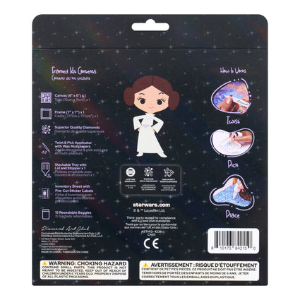 Diamond Painting Frameables™ - Rebel Princess Power 6" x 6" (15cm x 15cm) / Round with 15 Colors including 10 Iridescent Diamonds / 2,439