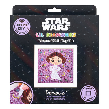 Diamond Painting Frameables™ - Rebel Princess Power 6" x 6" (15cm x 15cm) / Round with 15 Colors including 10 Iridescent Diamonds / 2,439