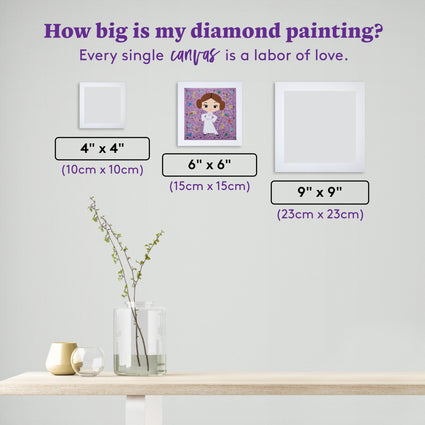 Diamond Painting Frameables™ - Rebel Princess Power 6" x 6" (15cm x 15cm) / Round with 15 Colors including 10 Iridescent Diamonds / 2,439