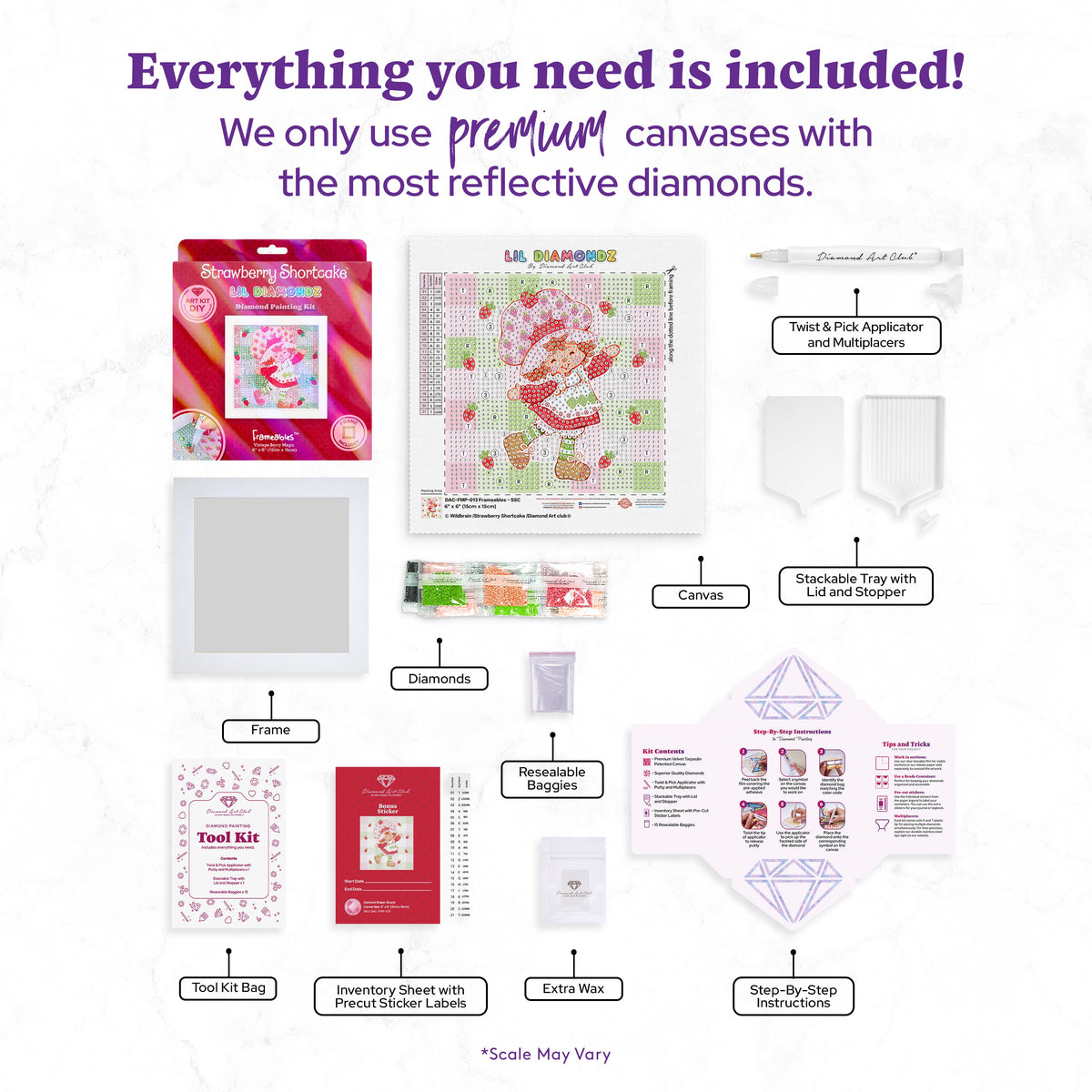 Diamond Painting Frameables™ - Vintage Berry Magic 6" x 6" (15cm x 15cm) / Round with 21 Colors including 13 Iridescent Diamonds / 1,993